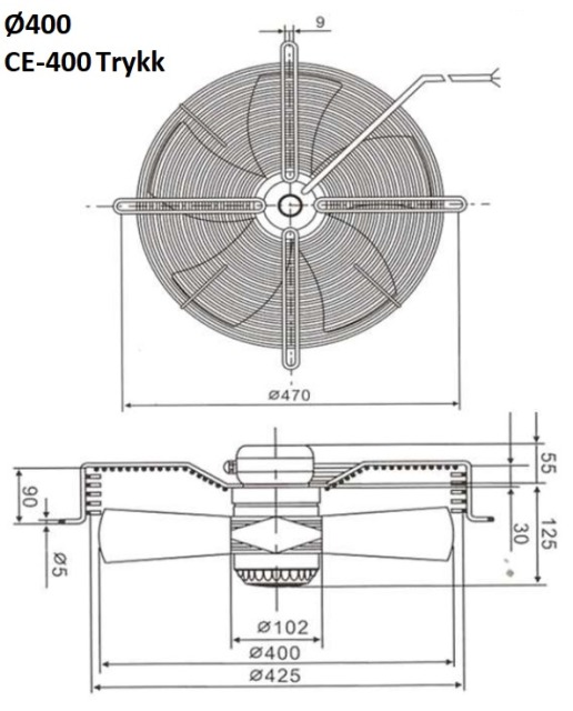 VIFTE 400 4P TRYKK M/GITTER