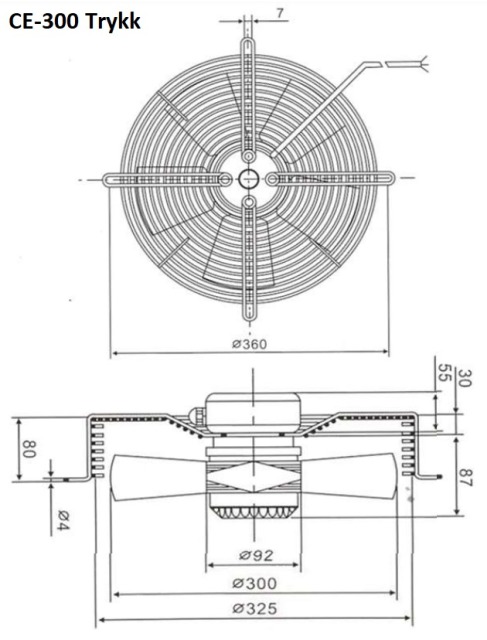 VIFTE 300 4P TRYKK M/GITTER